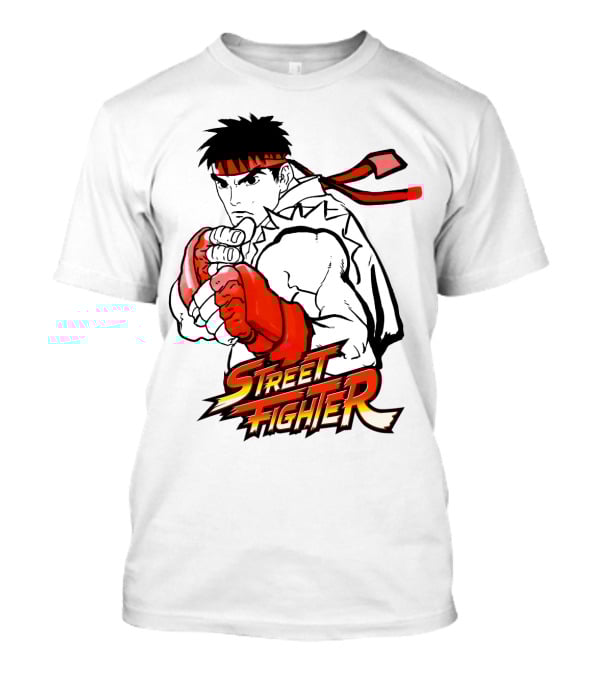 Street Fighter Ryu Red Gloves And Bandana Fighting Pose T-Shirt