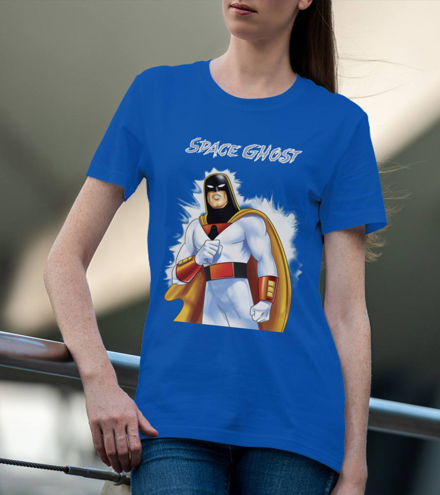 Space Ghost Classic Character With Dynamic Pose And Iconic Heroic T-Shirt