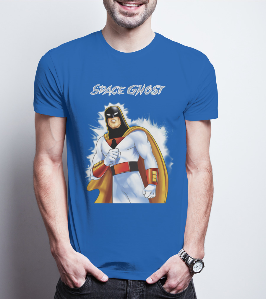 Space Ghost Classic Character With Dynamic Pose And Iconic Heroic T-Shirt
