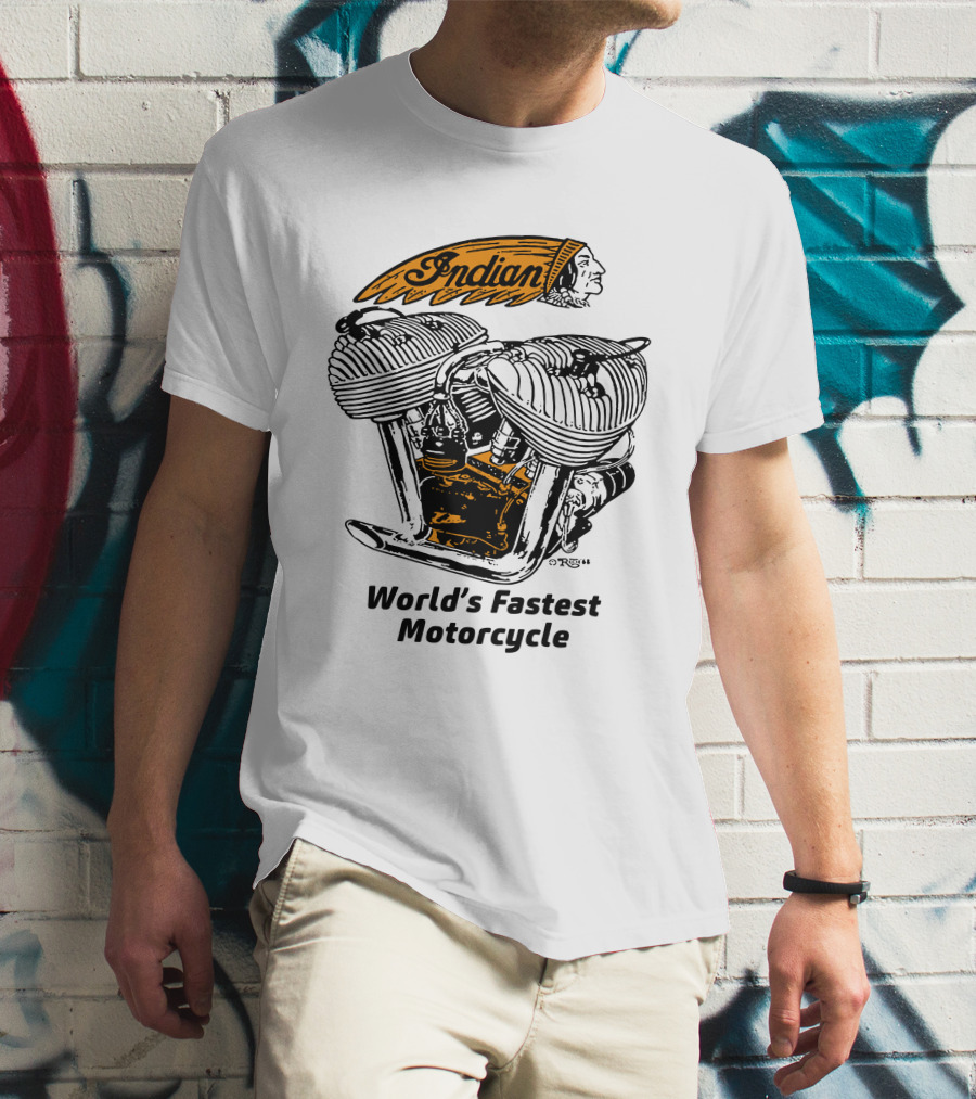 Indian World's Fastest Motorcycle Vintage Engine T-Shirt