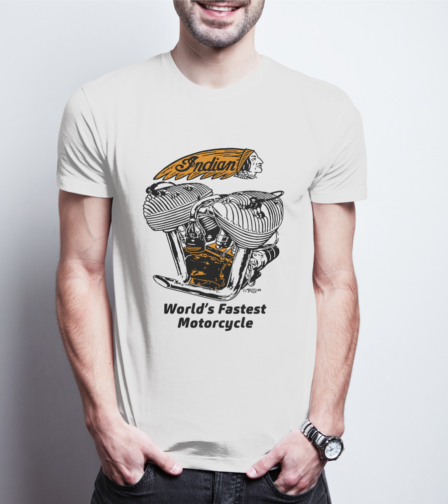 Indian World's Fastest Motorcycle Vintage Engine T-Shirt