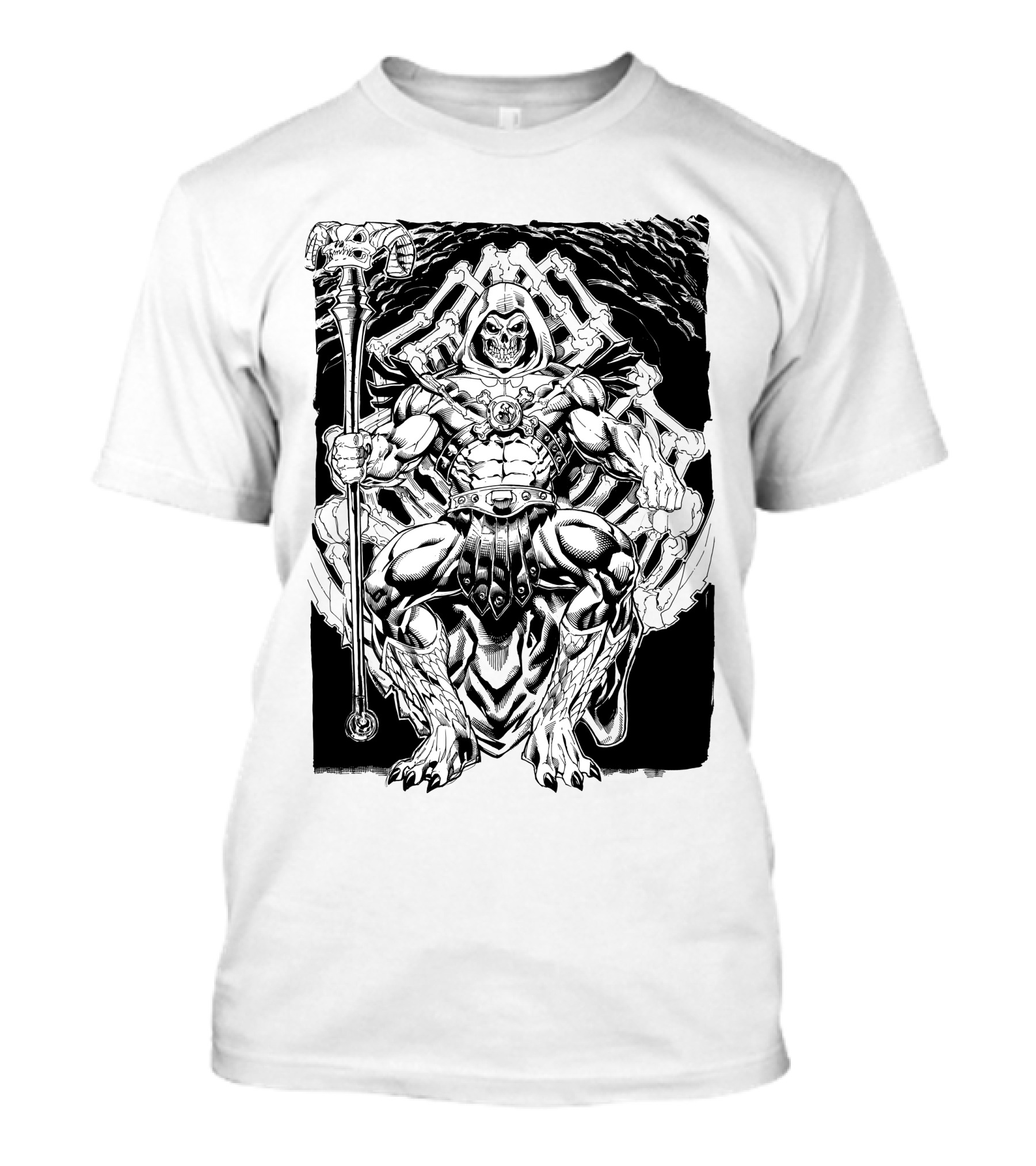 Skeletor Throne Artwork Masters Of The Universe Villain Motif T-Shirt