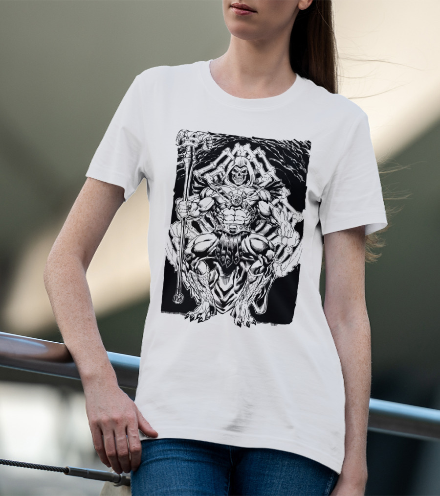 Skeletor Throne Artwork Masters Of The Universe Villain Motif T-Shirt