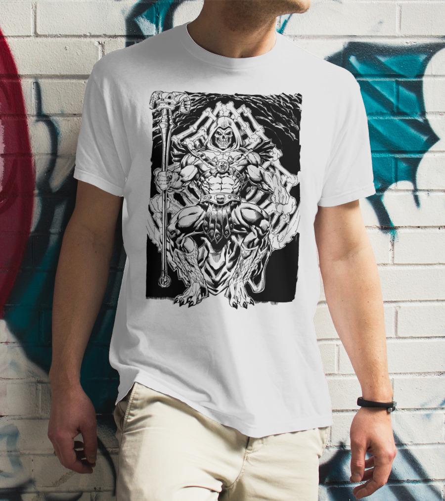 Skeletor Throne Artwork Masters Of The Universe Villain Motif T-Shirt