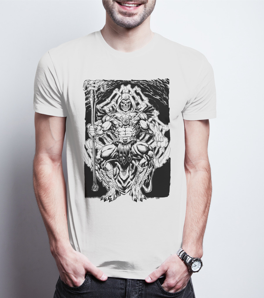 Skeletor Throne Artwork Masters Of The Universe Villain Motif T-Shirt