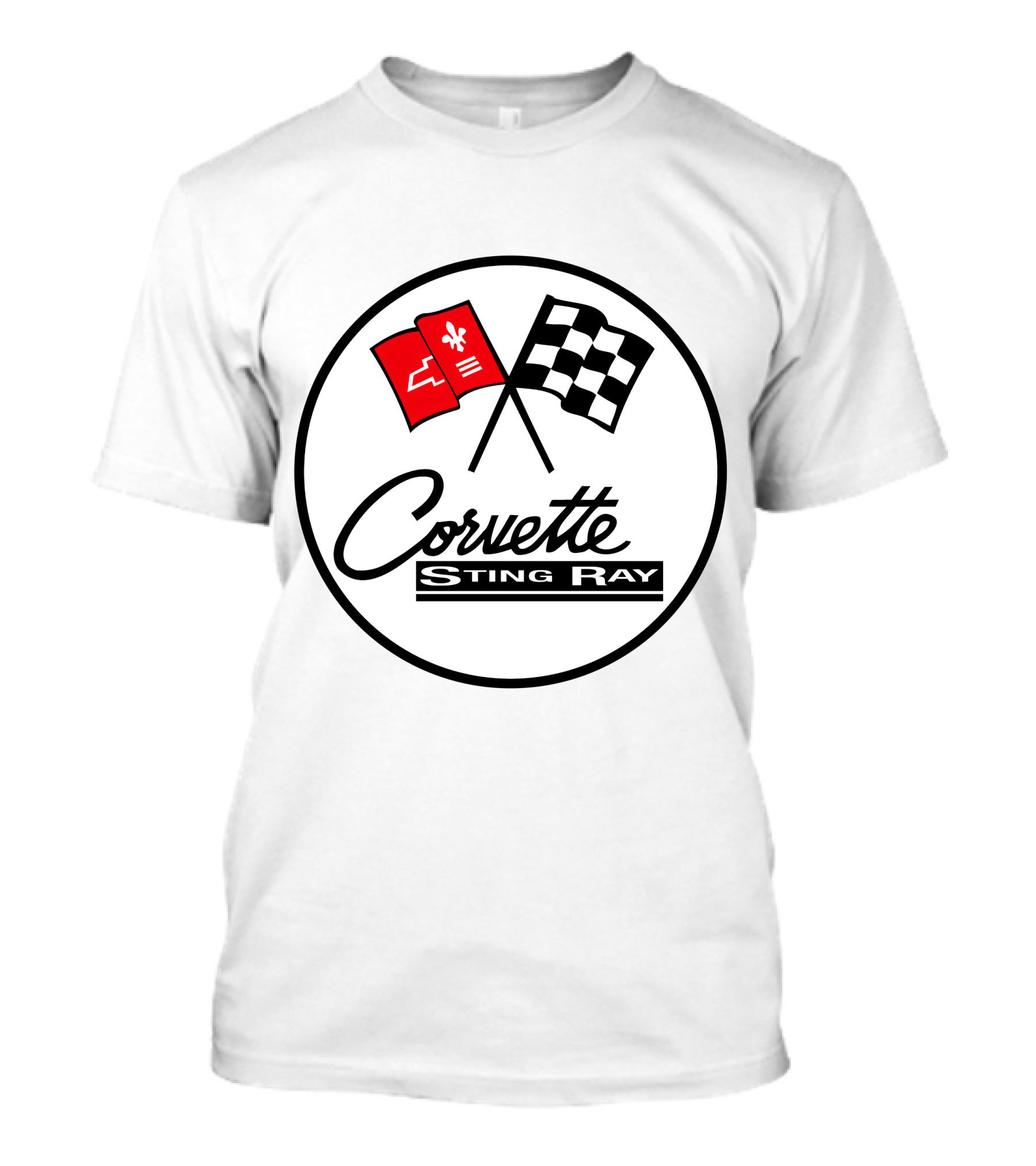 Corvette Sting Ray Emblem With Racing Flags T-Shirt