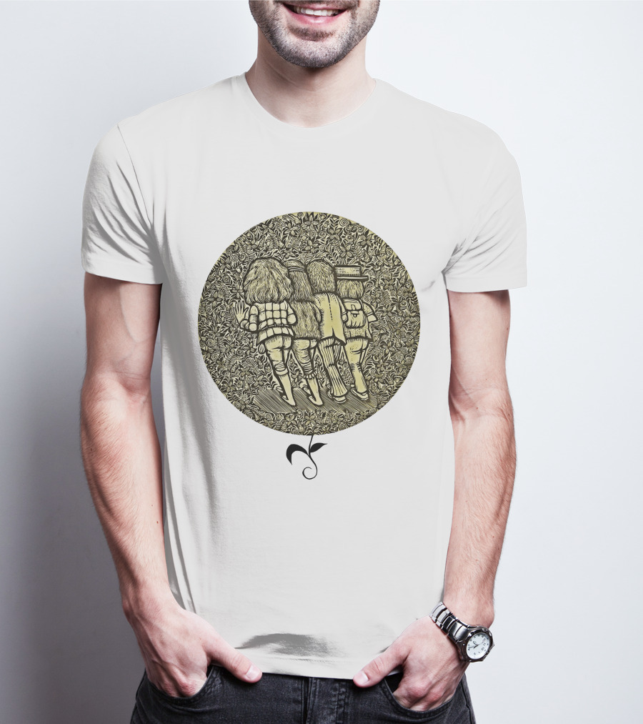 JRT Walking Friends In Floral Circle Vintage T-Shirt