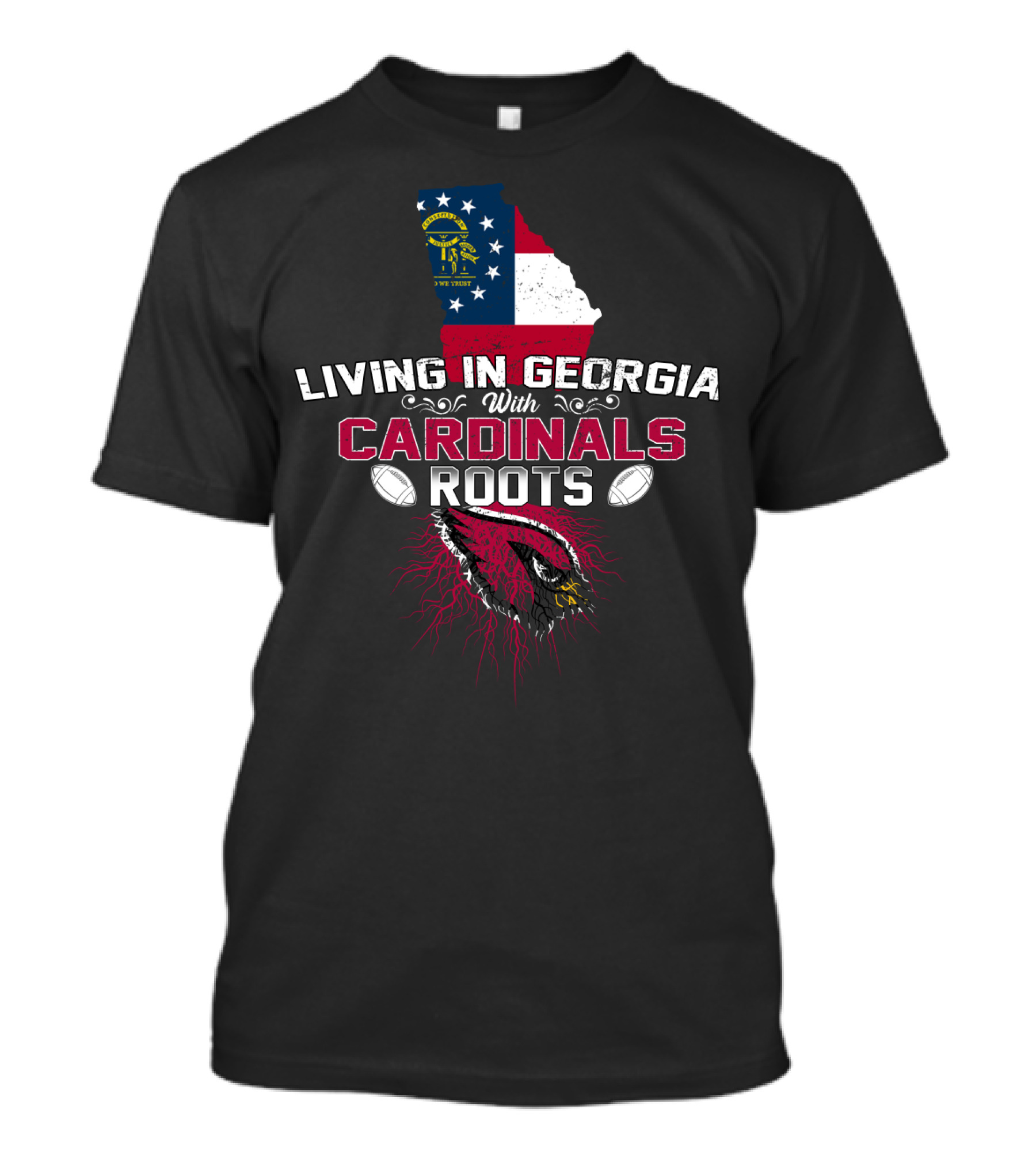 Living In Georgia With Arizona Cardinals Roots And State Flag T-Shirt