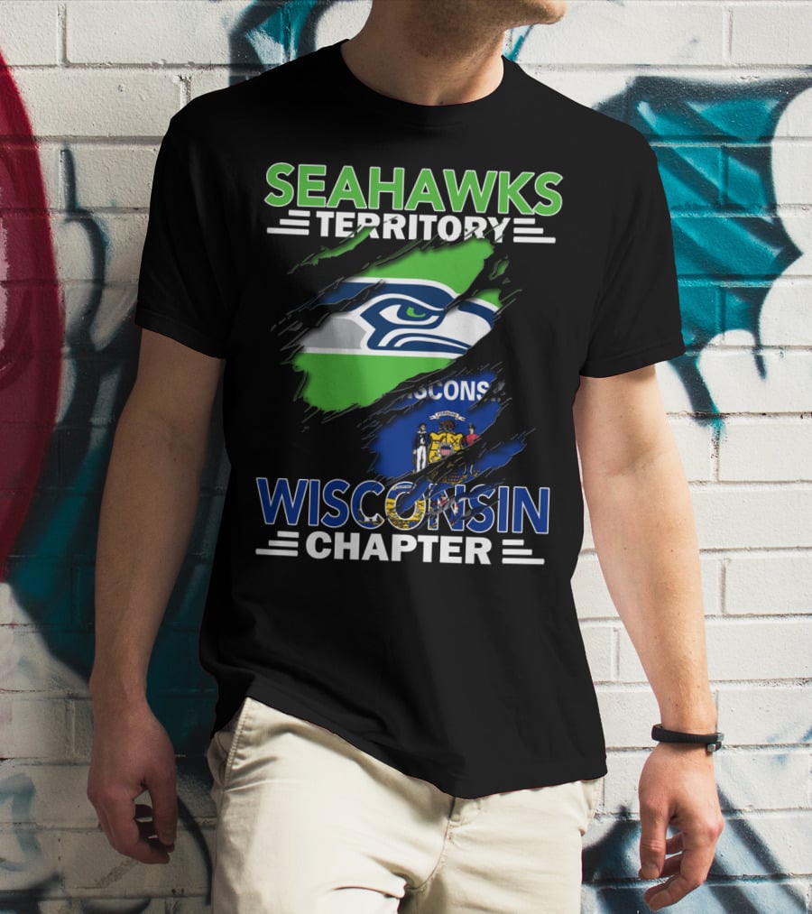 Seahawks Territory Wisconsin Chapter Ripped Flag T-Shirt