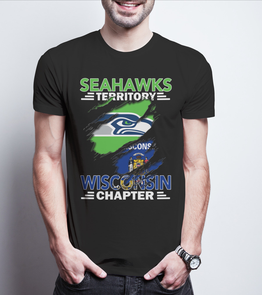 Seahawks Territory Wisconsin Chapter Ripped Flag T-Shirt