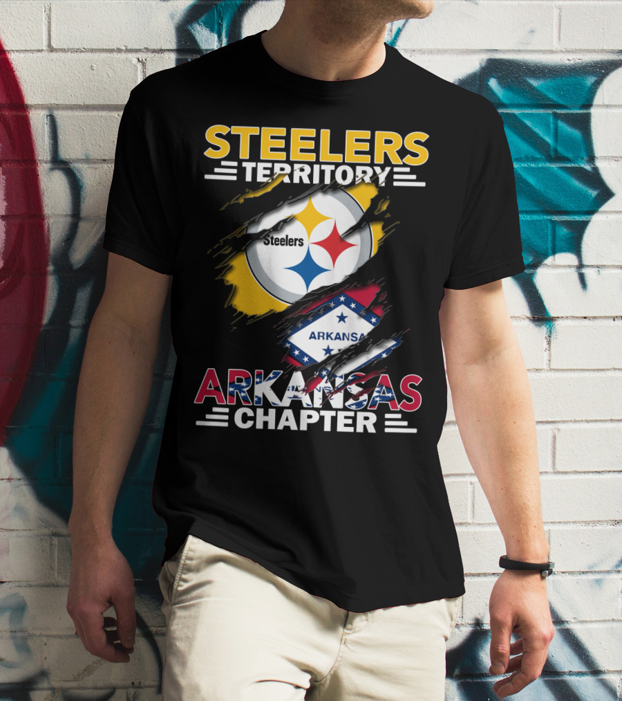 Steelers Territory Arkansas Chapter Steelers Logo And Arkansas Flag T-Shirt
