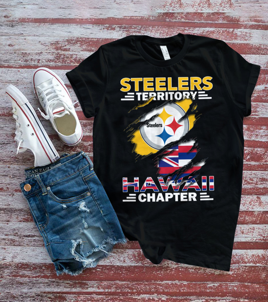 Steelers Territory Hawaii Chapter Steelers Logo Hawaiian Flag T-Shirt