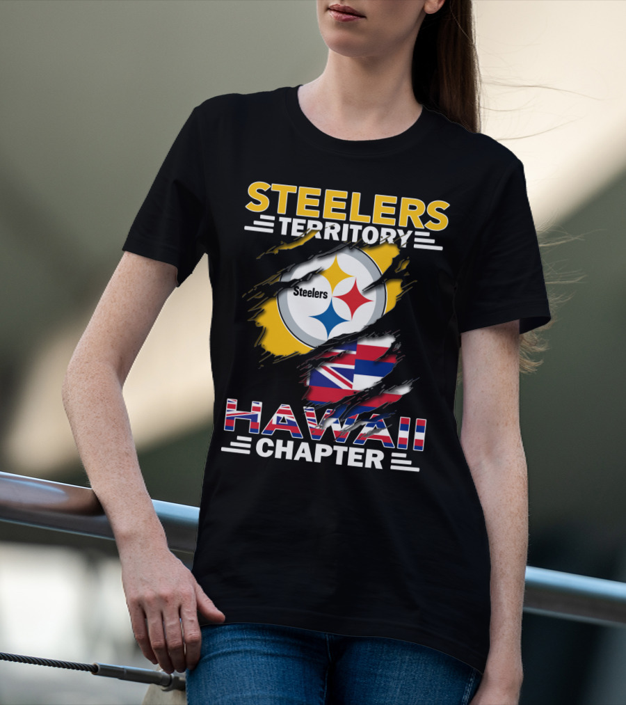 Steelers Territory Hawaii Chapter Steelers Logo Hawaiian Flag T-Shirt