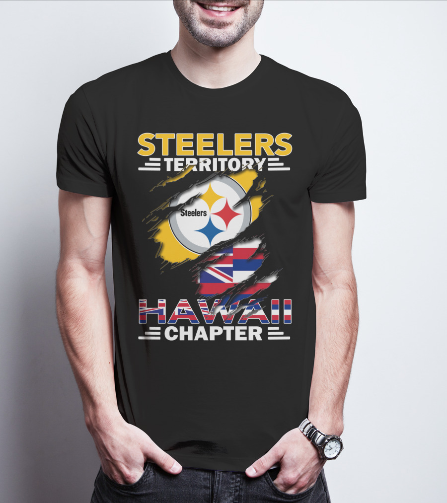 Steelers Territory Hawaii Chapter Steelers Logo Hawaiian Flag T-Shirt
