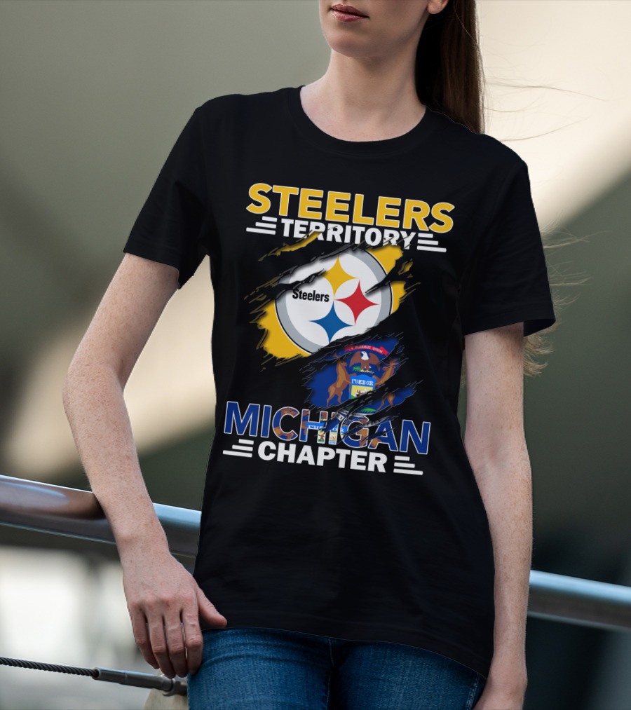 Steelers Territory Michigan Chapter Steelers Logo And Michigan State Elements T-Shirt
