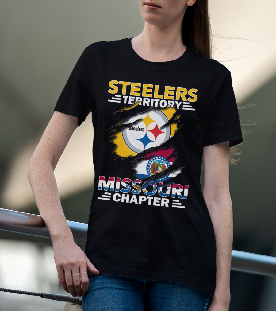 Steelers Territory Missouri Chapter Steelers Logo Missouri Flag T-Shirt