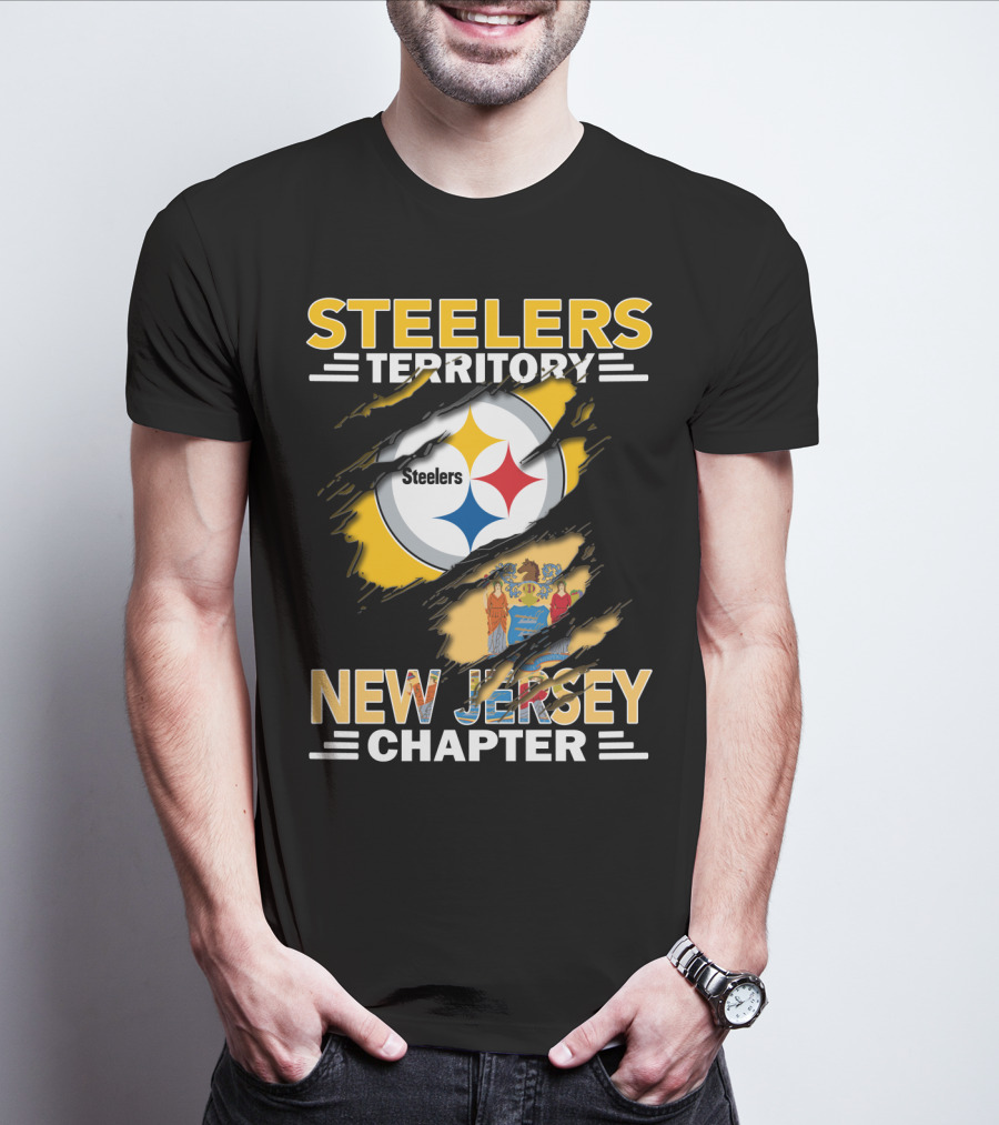 Steelers Territory New Jersey Chapter Steelers Logo With State Flag T-Shirt