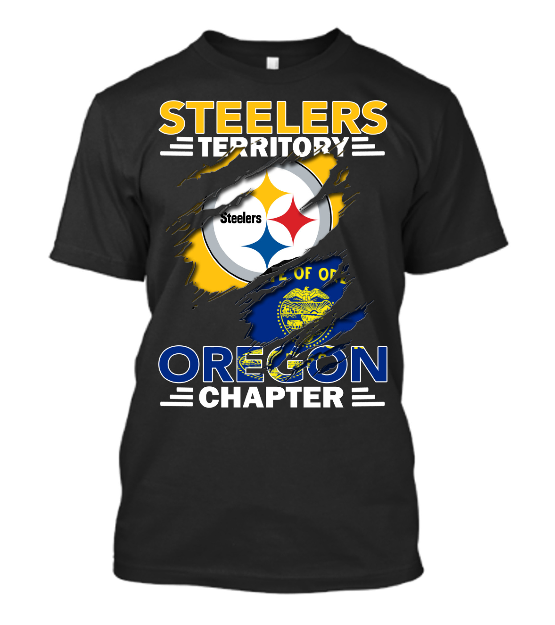 Steelers Territory Oregon Chapter Flag Logo Combination T-Shirt