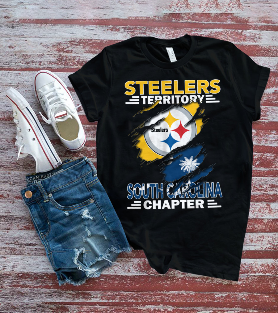 Steelers Territory South Carolina Chapter Rip Design Logo And State Flag Elements T-Shirt