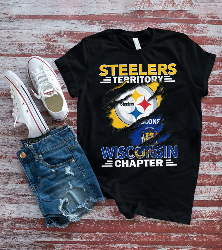 Steelers Territory Wisconsin Chapter State Flag Overlaid Steelmark Logo Edition T-Shirt