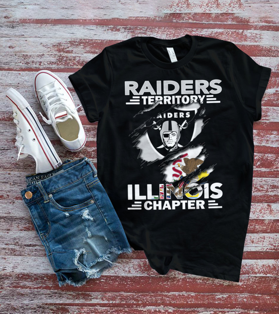 Raiders Territory Illinois Chapter Raiders Logo Illinois State Flag T-Shirt
