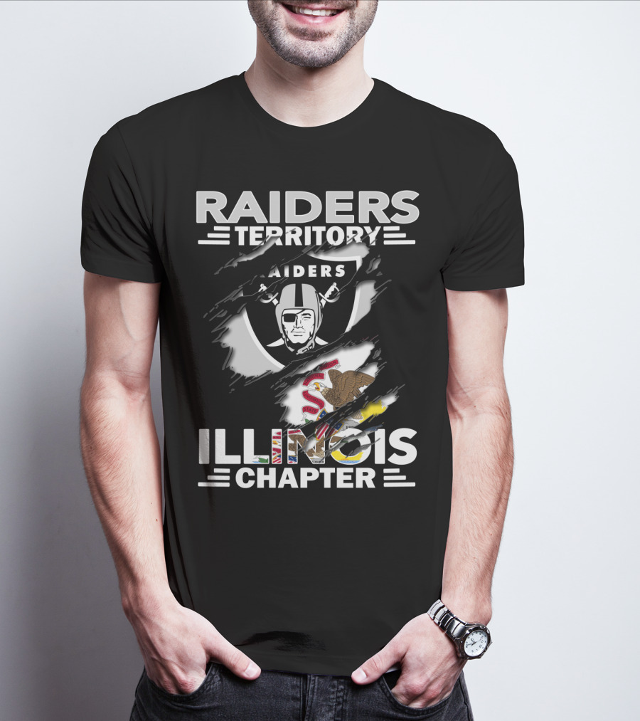 Raiders Territory Illinois Chapter Raiders Logo Illinois State Flag T-Shirt