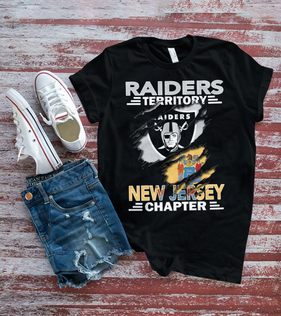 Raiders Territory New Jersey Chapter With Raiders Logo And New Jersey State Flag T-Shirt