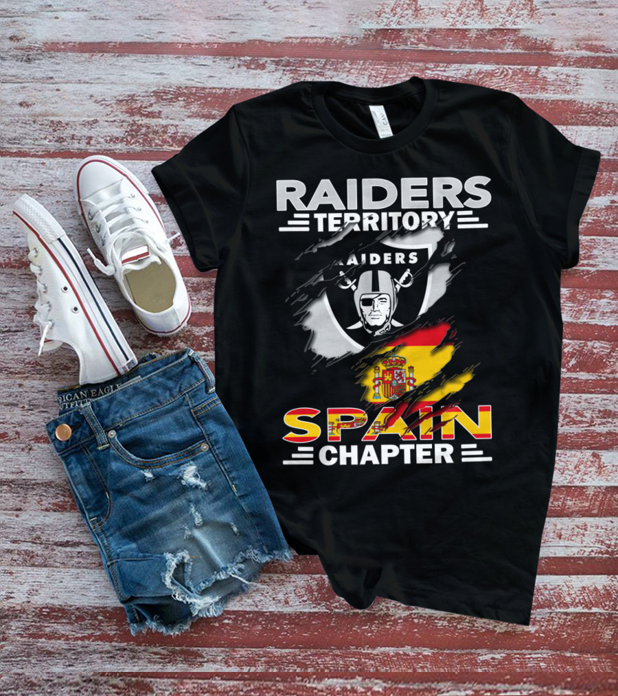 Raiders Territory Spain Chapter Nfl Flag T-Shirt