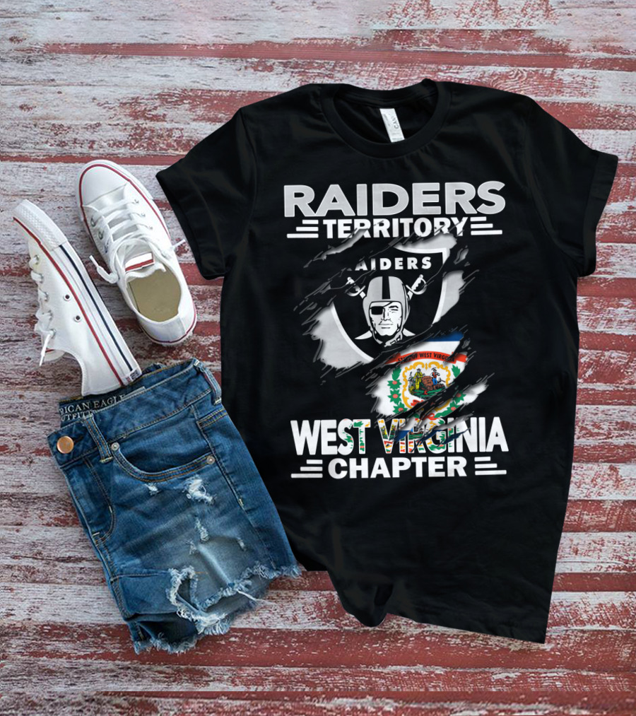 Raiders Territory West Virginia Chapter Logo With State Flag And Nfl Team T-Shirt