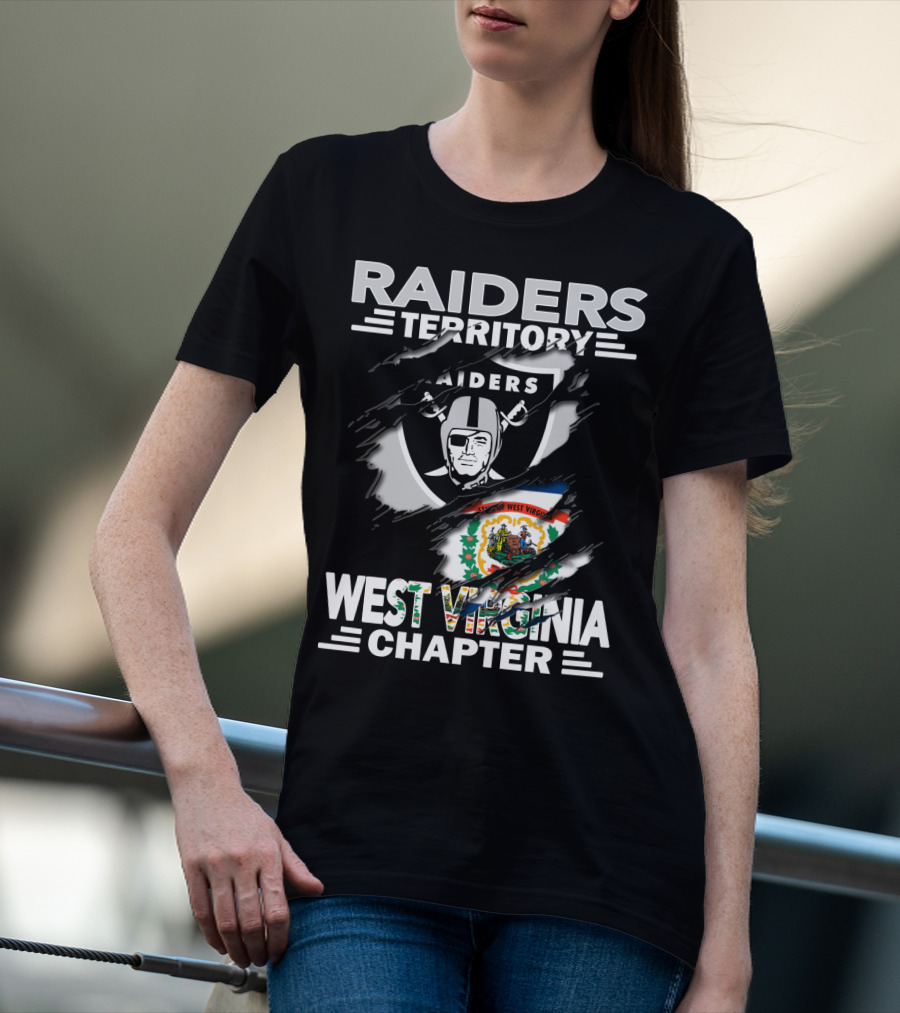 Raiders Territory West Virginia Chapter Logo With State Flag And Nfl Team T-Shirt