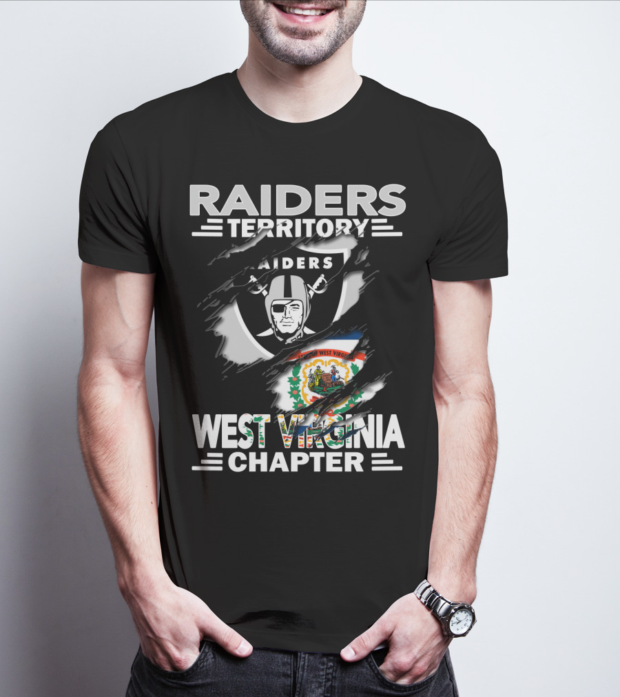 Raiders Territory West Virginia Chapter Logo With State Flag And Nfl Team T-Shirt