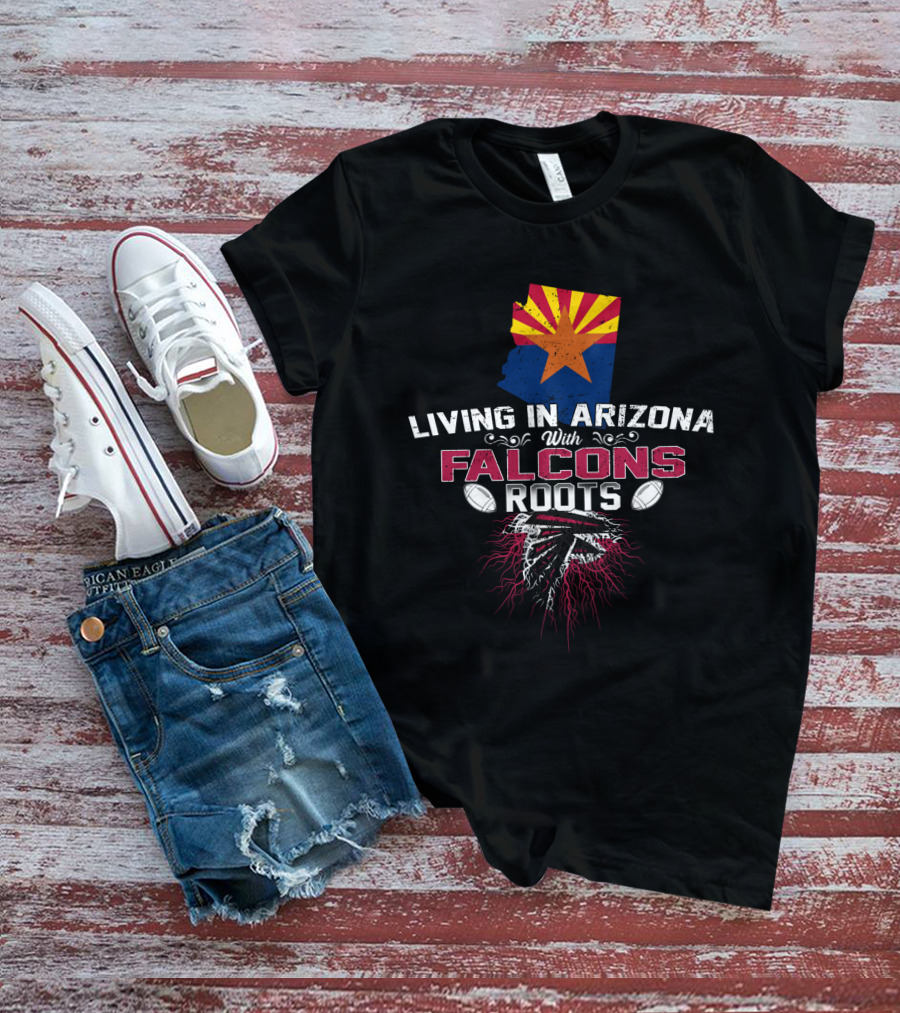 Living In Arizona With Atlanta Falcons Roots Football Map T-Shirt