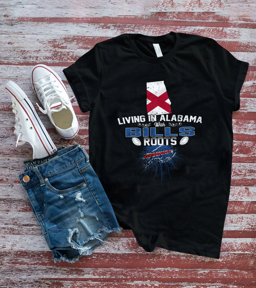 Living In Alabama With Bills Roots Football Map T-Shirt
