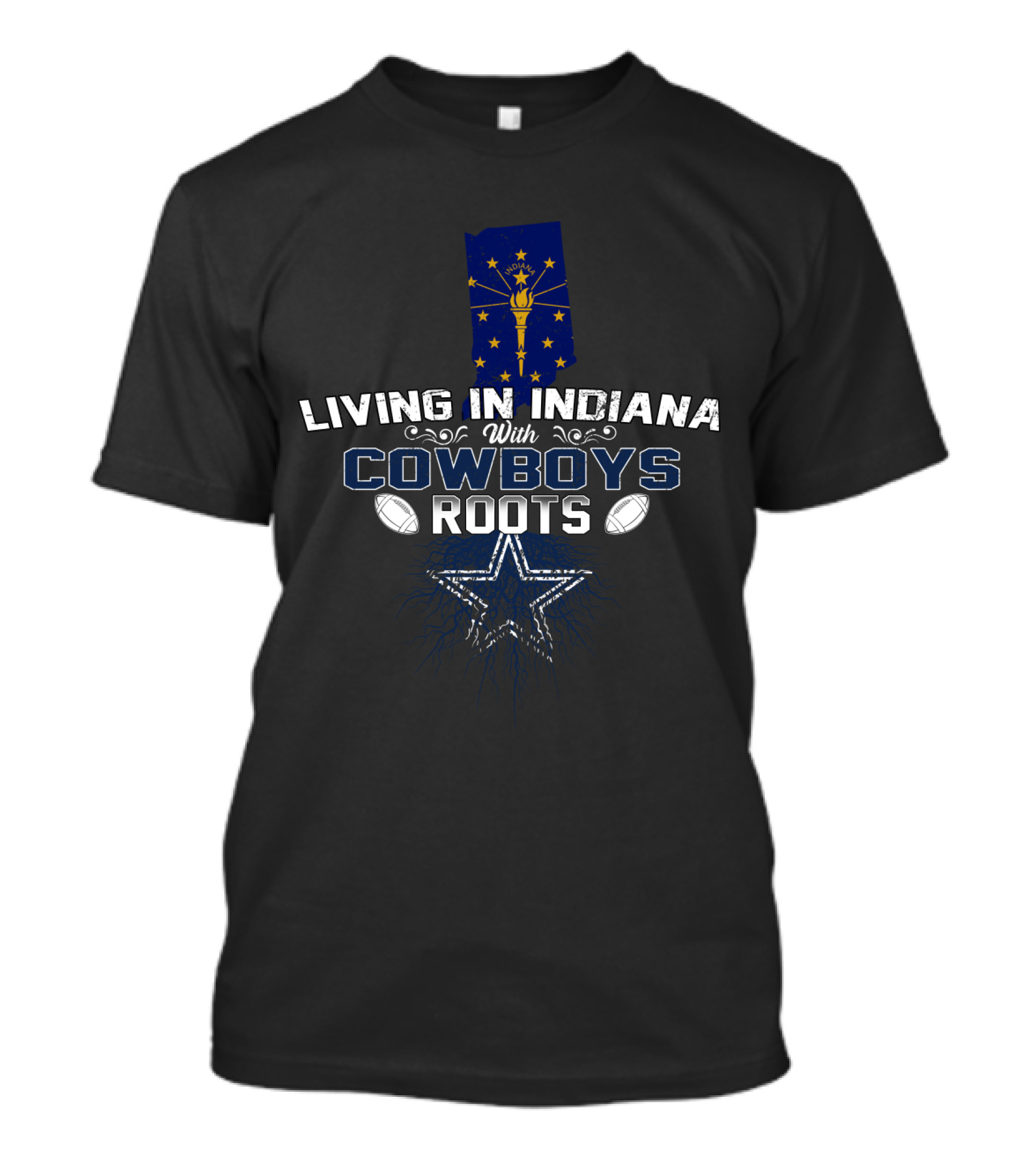 Living In Indiana With Cowboys Roots And Iconic Dallas Star T-Shirt