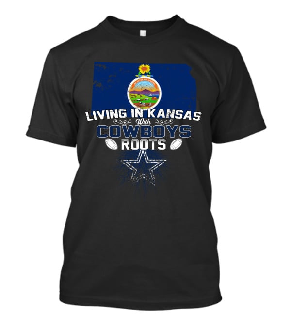 Kansas Living Cowboys Roots Star Footballs T-Shirt