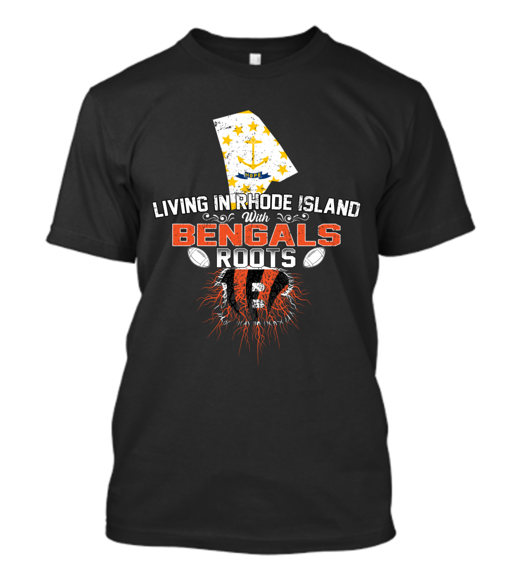 Rhode Island Life Meets Bengals NFL Roots Fusion T-Shirt