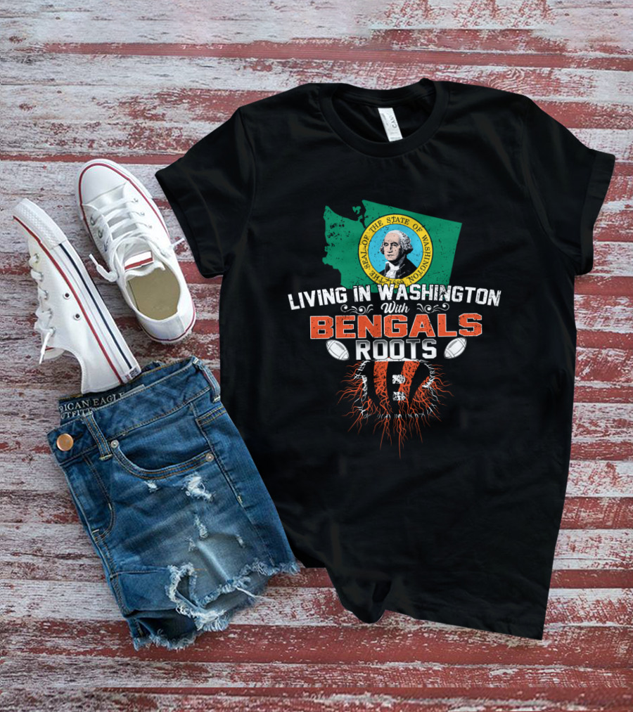 Living In Washington With Bengals Roots George Washington Seal Football Elements T-Shirt