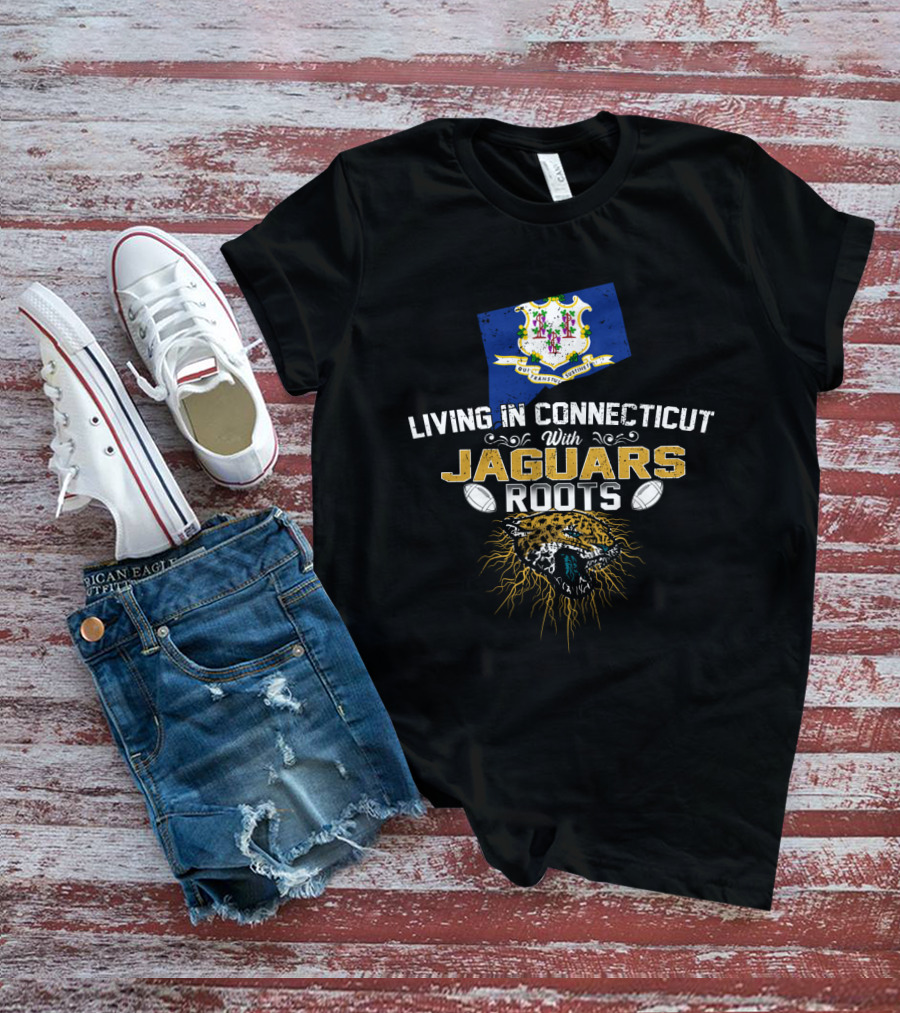 Living In Connecticut With Jaguars Roots Connecticut Seal Football Jaguar T-Shirt