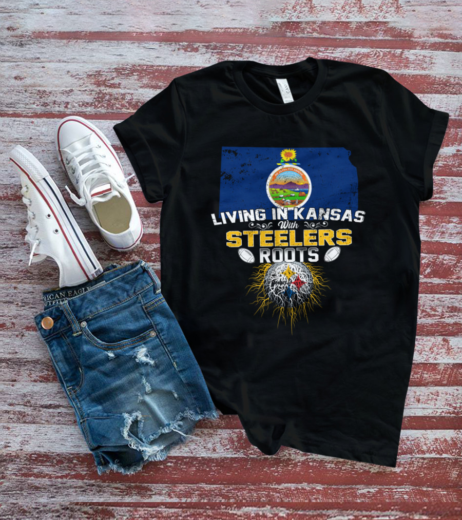 Living In Kansas With Steelers Roots T-Shirt