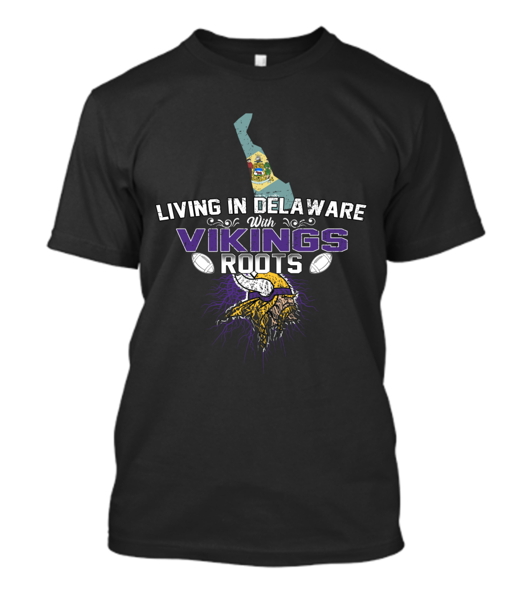 Living In Delaware With Vikings Roots Nordic Football Heritage Map T-Shirt