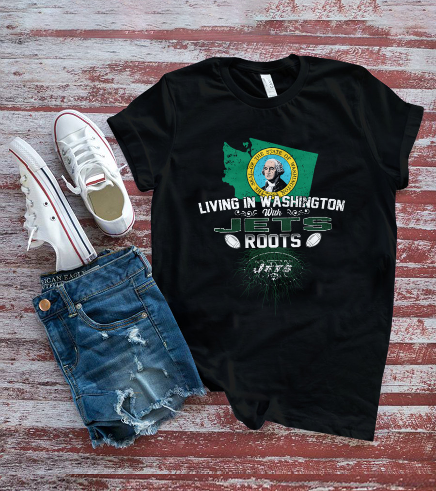 Living In Washington With Jets Roots State Seal T-Shirt