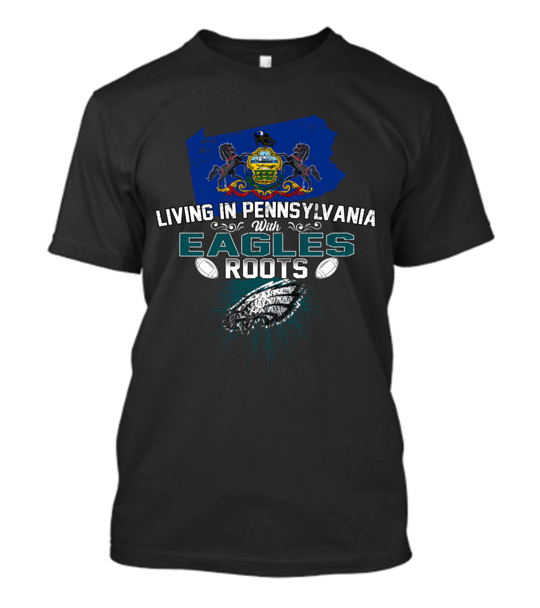 Living In Pennsylvania With Eagles Roots Football Heritage Emblem T-Shirt