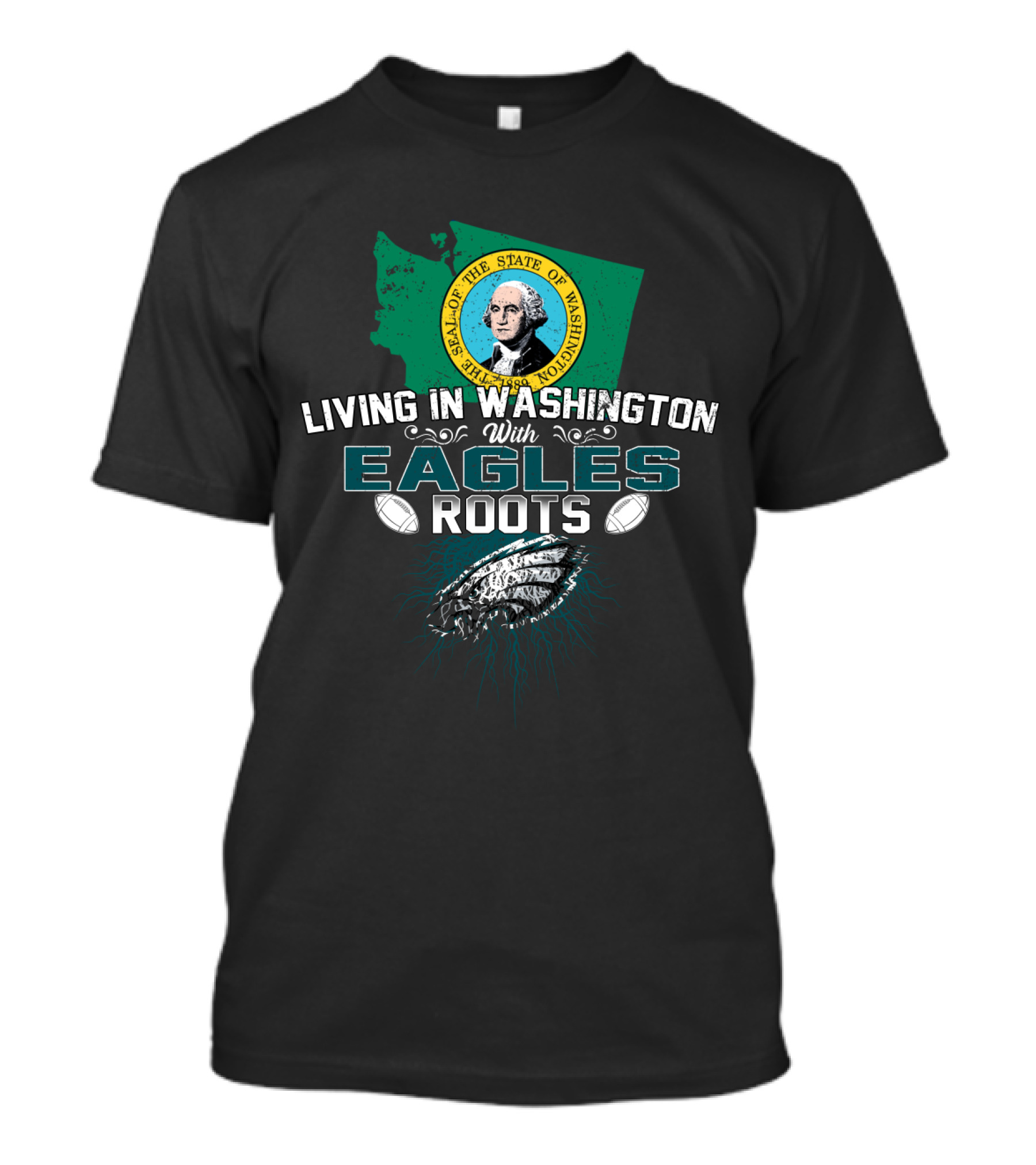 Living In Washington With Eagles Roots Seal Of The State Of Washington T-Shirt