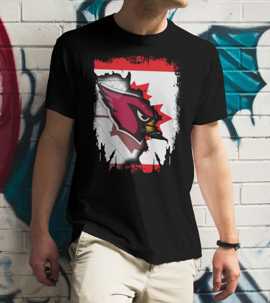 Canada Flag Background With Arizona Cardinals T-Shirt