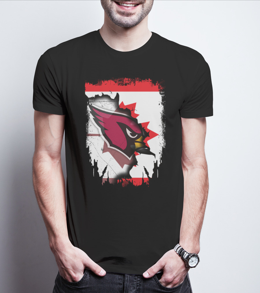 Canada Flag Background With Arizona Cardinals T-Shirt