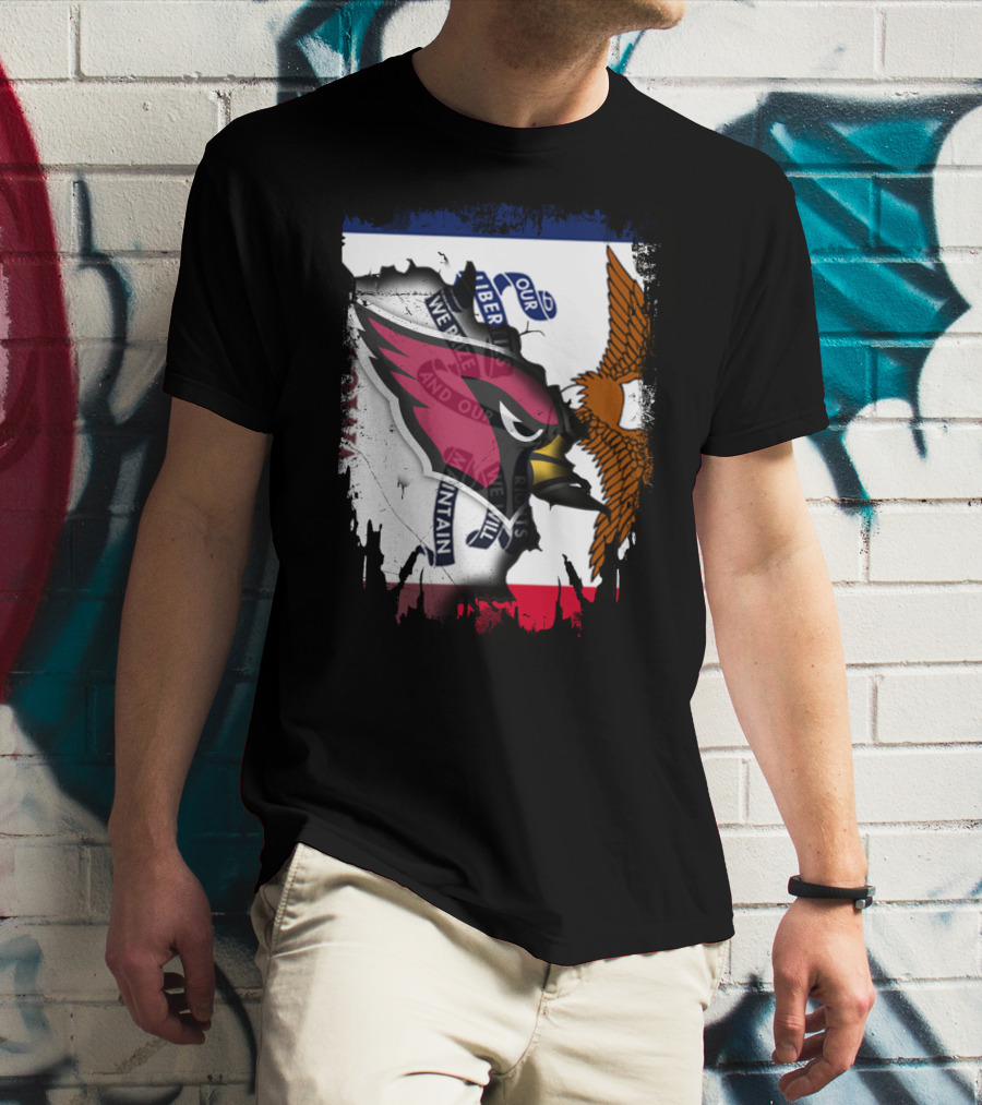 Together Iowa Flag And Cardinals With Eagle T-Shirt