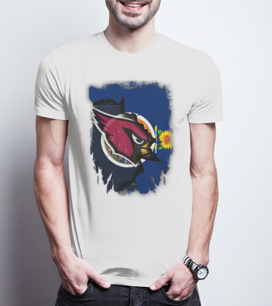 Kansas Flag With Cardinals Logo Integration T-Shirt