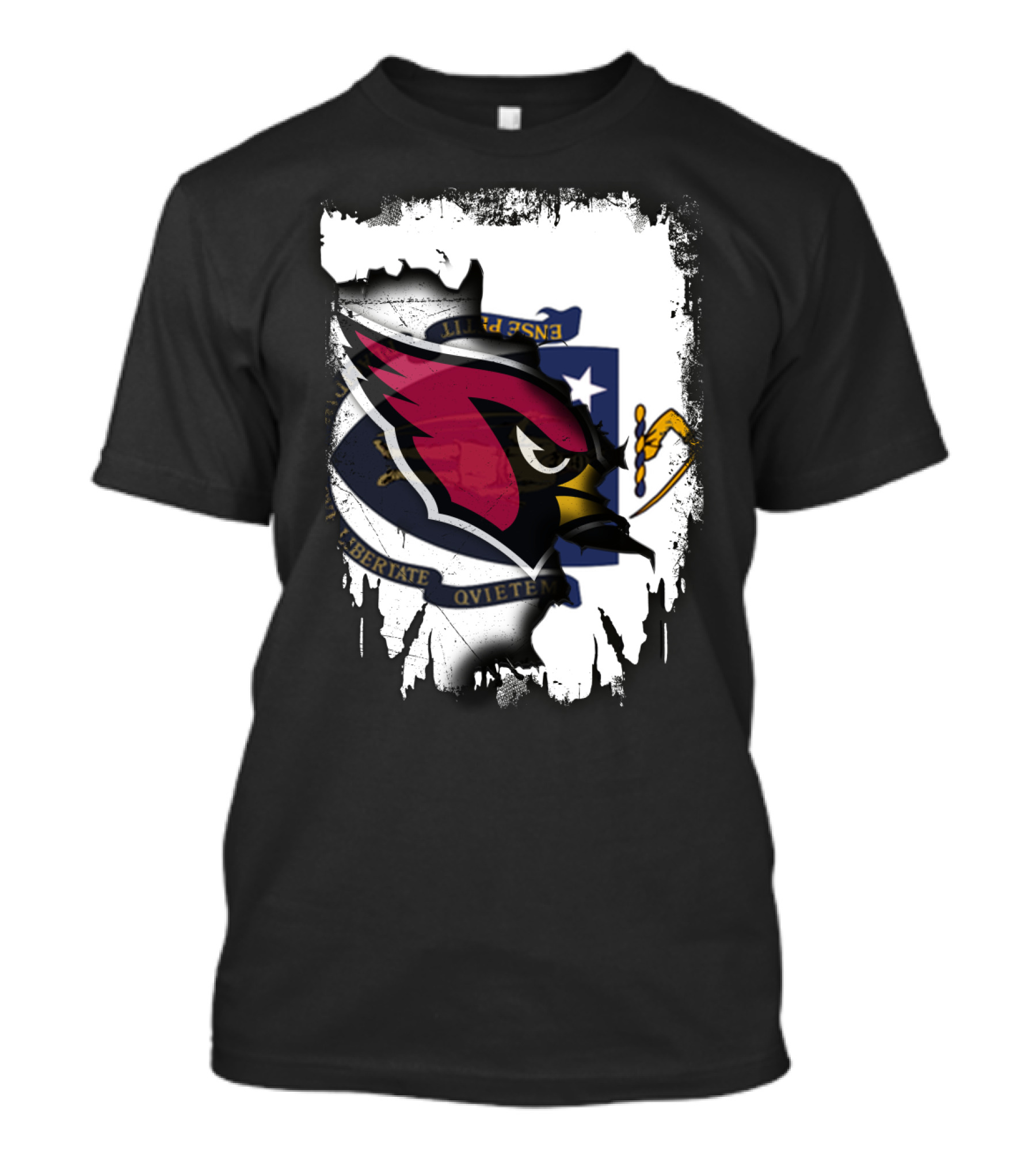 Massachusetts State Flag With Cardinals Football Logo Overlay T-Shirt