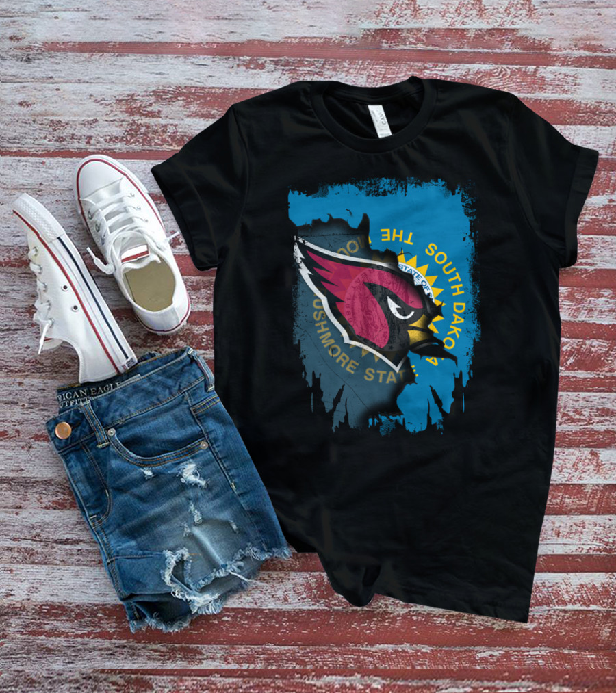South Dakota State Flag With Cardinals Logo Together T-Shirt