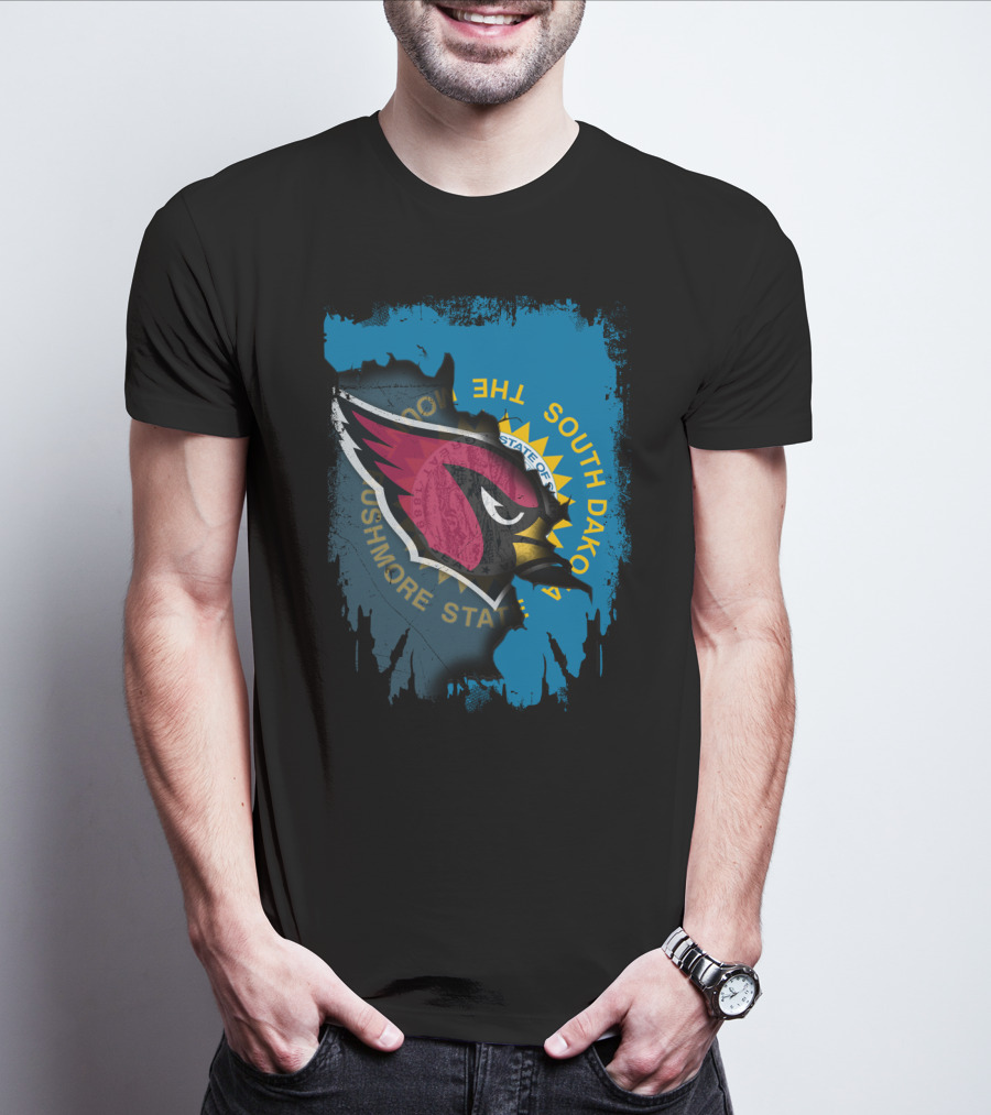 South Dakota State Flag With Cardinals Logo Together T-Shirt